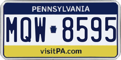 PA license plate MQW8595