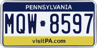 PA license plate MQW8597