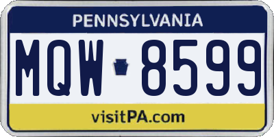 PA license plate MQW8599