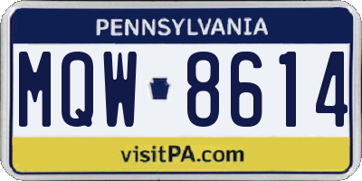 PA license plate MQW8614