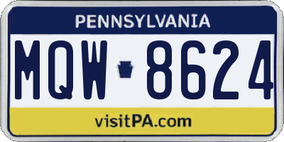 PA license plate MQW8624