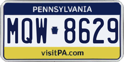 PA license plate MQW8629