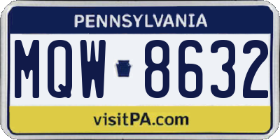 PA license plate MQW8632