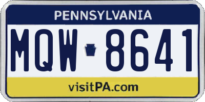 PA license plate MQW8641