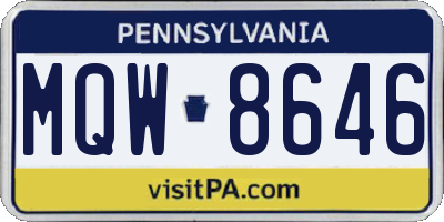 PA license plate MQW8646