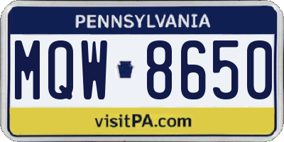 PA license plate MQW8650