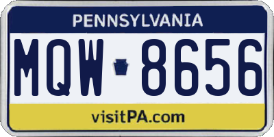 PA license plate MQW8656