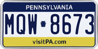 PA license plate MQW8673