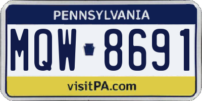 PA license plate MQW8691