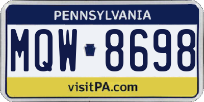 PA license plate MQW8698