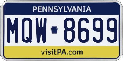 PA license plate MQW8699