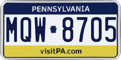 PA license plate MQW8705