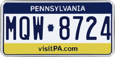 PA license plate MQW8724