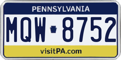 PA license plate MQW8752
