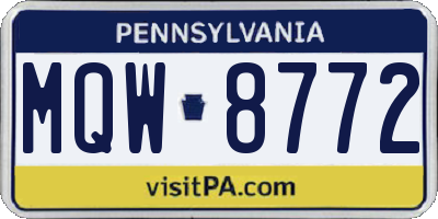 PA license plate MQW8772