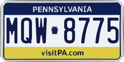 PA license plate MQW8775