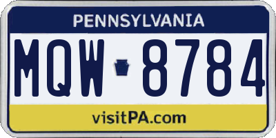 PA license plate MQW8784
