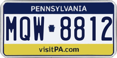 PA license plate MQW8812