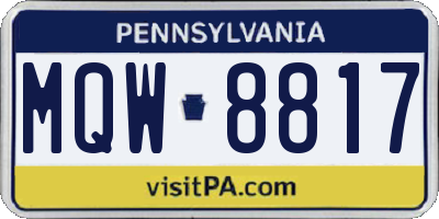 PA license plate MQW8817