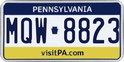 PA license plate MQW8823