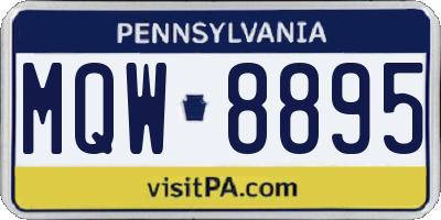 PA license plate MQW8895