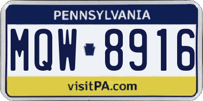 PA license plate MQW8916