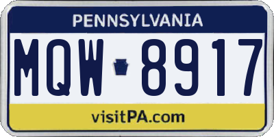 PA license plate MQW8917
