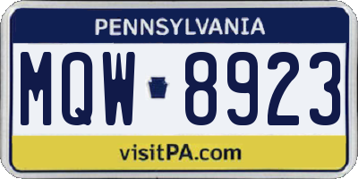 PA license plate MQW8923