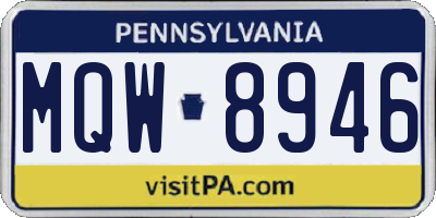 PA license plate MQW8946