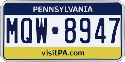 PA license plate MQW8947