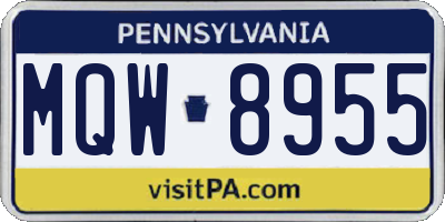 PA license plate MQW8955