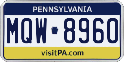 PA license plate MQW8960
