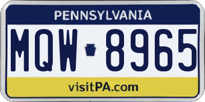 PA license plate MQW8965