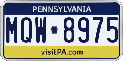 PA license plate MQW8975