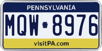 PA license plate MQW8976