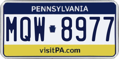 PA license plate MQW8977
