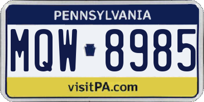 PA license plate MQW8985