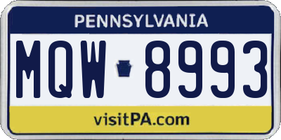 PA license plate MQW8993
