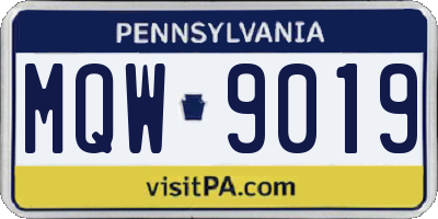 PA license plate MQW9019