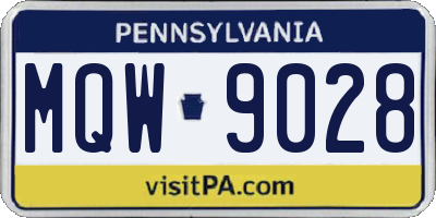 PA license plate MQW9028