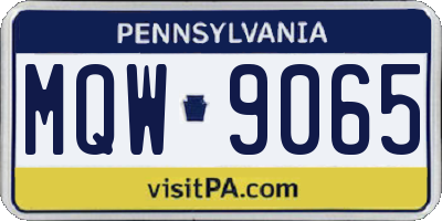 PA license plate MQW9065