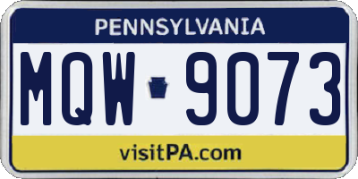 PA license plate MQW9073