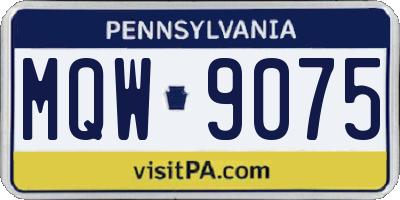 PA license plate MQW9075