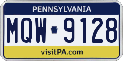 PA license plate MQW9128