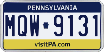 PA license plate MQW9131