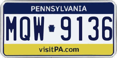 PA license plate MQW9136