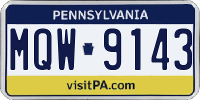 PA license plate MQW9143
