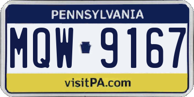 PA license plate MQW9167