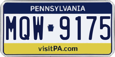 PA license plate MQW9175
