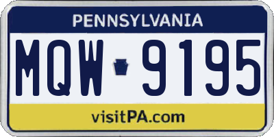 PA license plate MQW9195